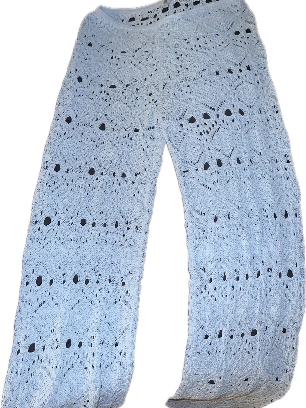 NWT Meshki Trena Crotchet Knit Pants- Sky Blue. Size M